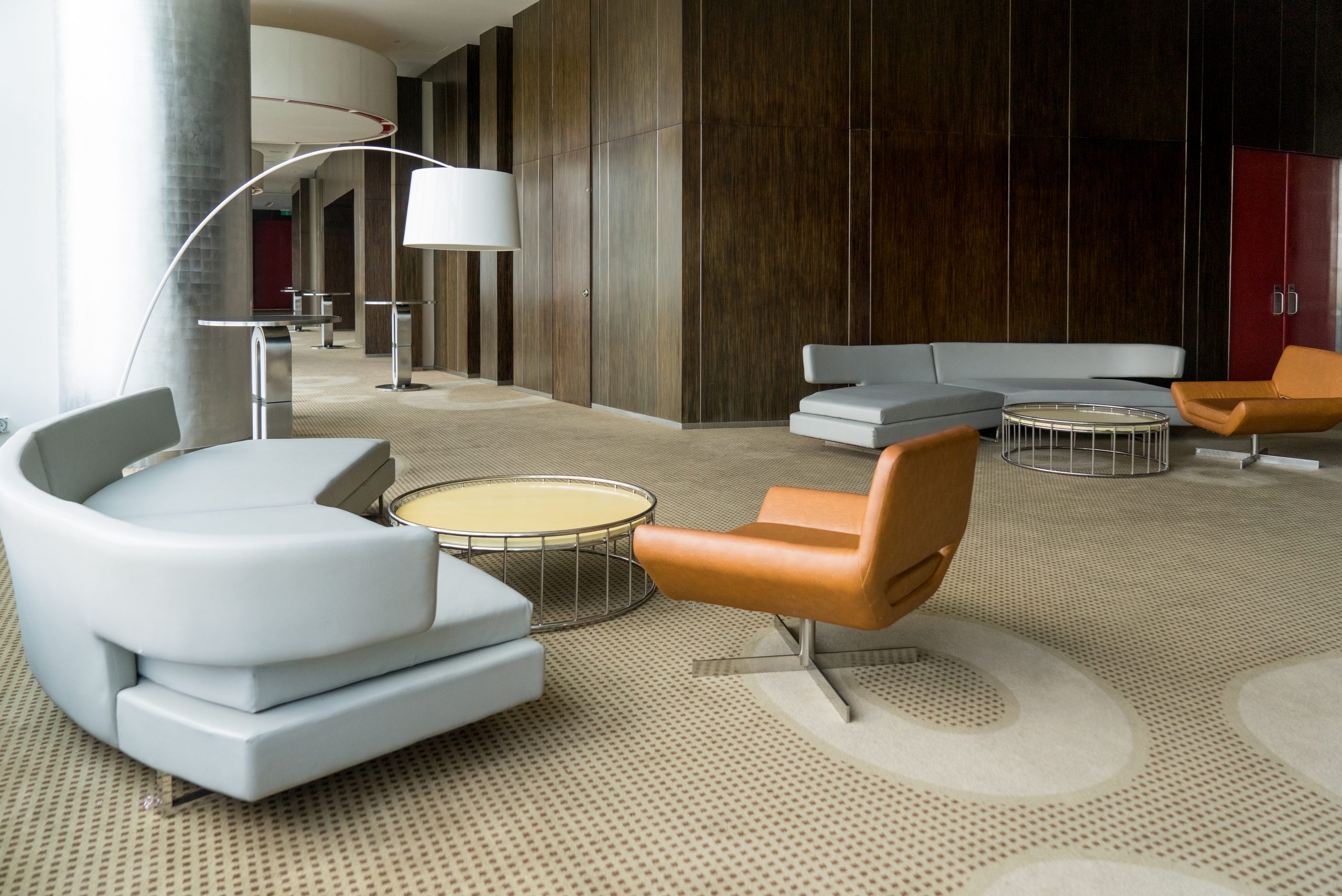 Modern hotel lobby with hallway or office lounge room