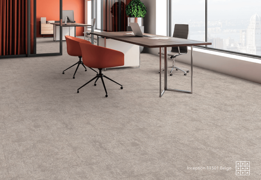 Beige color biophilic carpet tiles